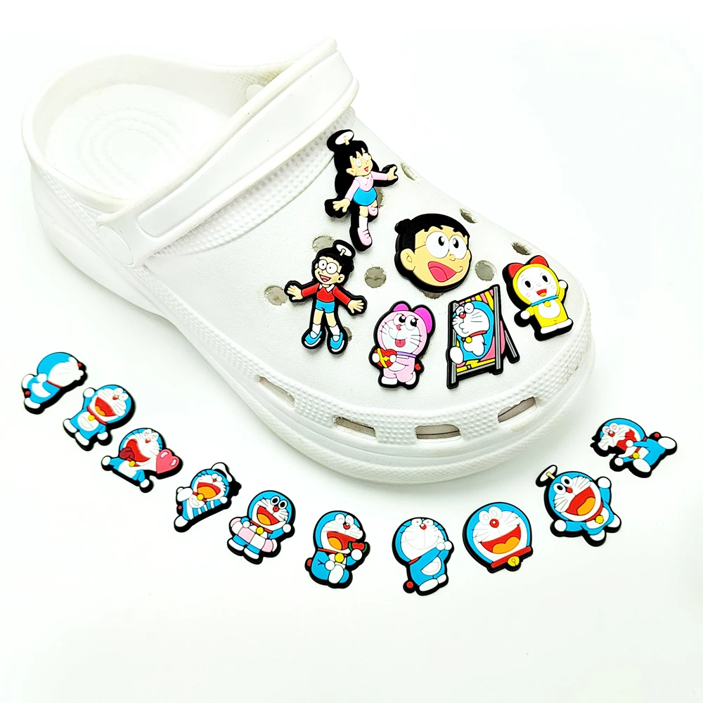 

1-16pcs Doraemon Shoe Charms Cute Cartoon Anime PVC Accessories for Clogs Sandals Gifts for Friends Kids