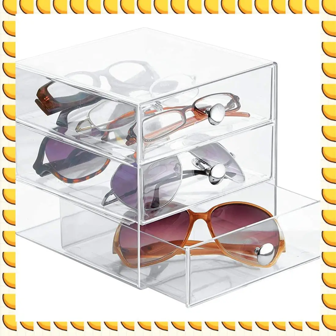 

BAAU 3 Acrylic Vanity, Compact Storage Organization Drawers Set For Cosmetics, Glasses, Supplies, Hair Care, Bathroom