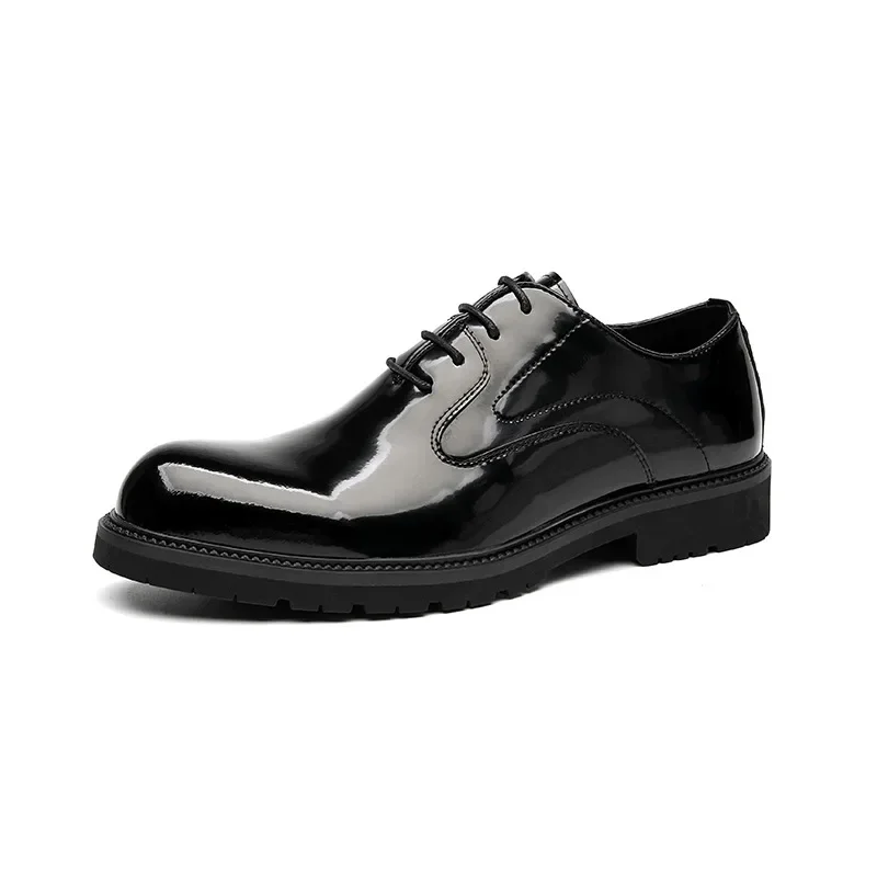 Patent Leather Business Casual Shoes for Men Thick Soles and Bright Tops Fashion Spring Autumn Designer Derby Shoes Men