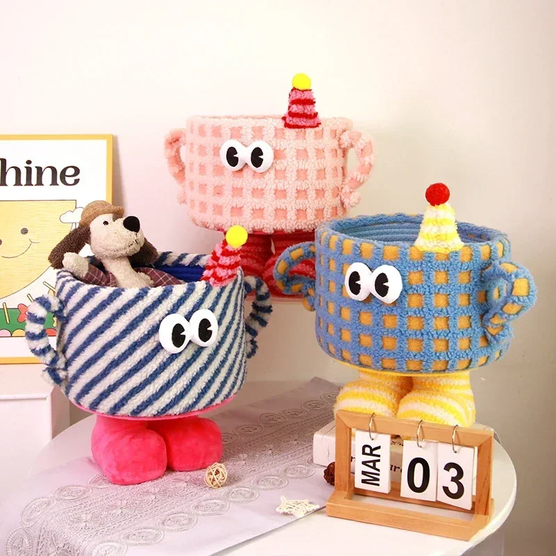

Cartoon Monster Fun Storage Box Cotton Rope Woven Storage Basket Large Capacity Snack and Toy Storage Basket Desktop Decoration