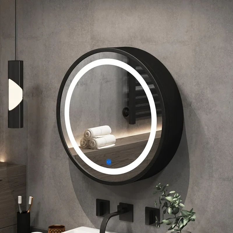 Smart Oval Bathroom LED Dressing Mirror Bathroom Cosmetic shampoo storage cabinet mirrors Mounted Makeup Cabinet Storage Mirror