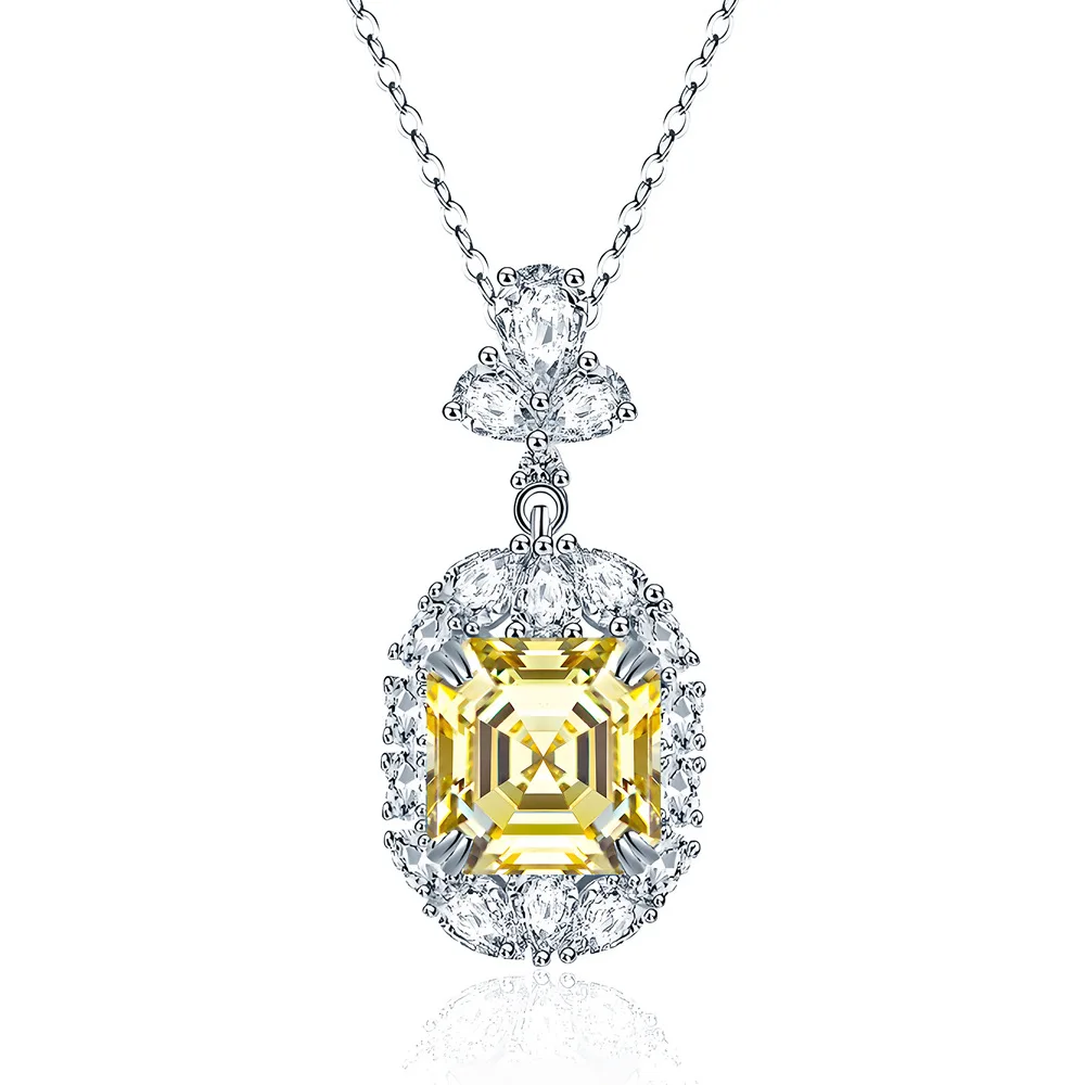 MuShan Jewelry 925 Sterling Silver Necklace Pendant Chain HCD Diamonds Engagement Party Bridal Jewelry Women Necklaces Jewelry