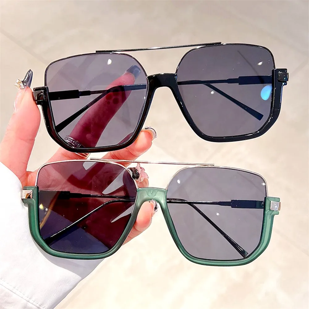 Vintage Oversized Sunglasses Fashion Men Women Square Shades Eyewear Trendy Ins Popular Brand Design UV400 Sun Glasses