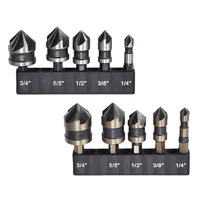 5pcs Countersink Drill Bit Set 5 Flute 82 Degree 1/4\