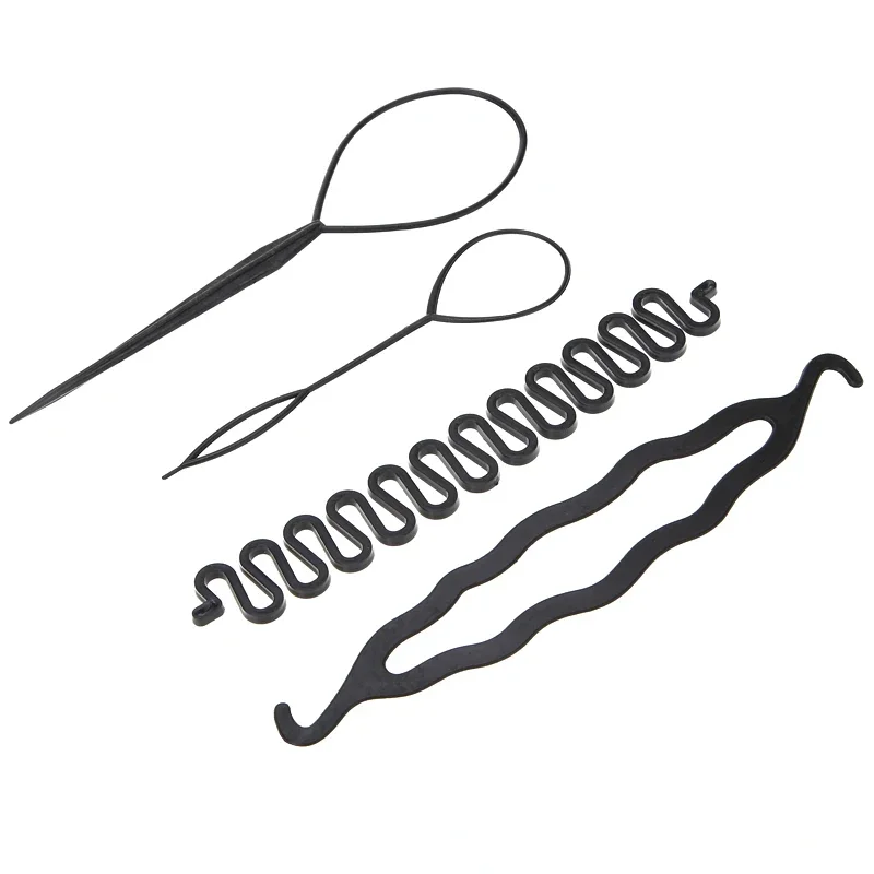 

4pcs/set Magic Hair Braiding Twist Curler Styling Set Hairpin Holding Hair Braiders Pull Hair Needle Ponytail DIY Tool