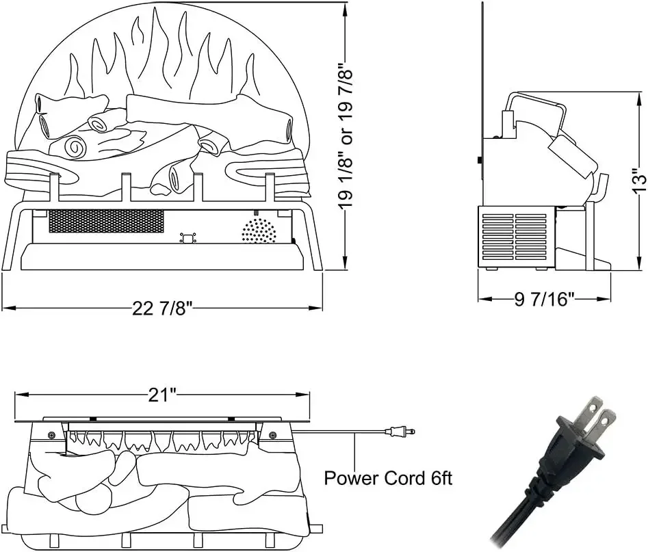 LegendFlame-Free Standing  Fireplace Log Set,  Insert, Heater, Crackling Sound, Remote Control, EF290, 23 