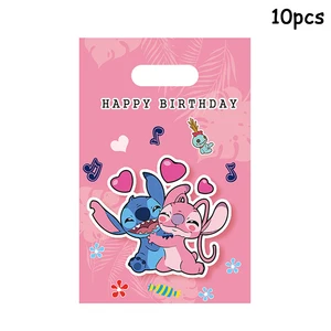 Disney Lilo & Stitch Tas Hadiah Pesta Plastik Biru Stitch Pink Angel Goodie Tas Hadiah untuk Dekorasi Pesta Ulang Tahun Anak-anak Baby Shower 10 fiesta disney dengan penjualan terbaik - №