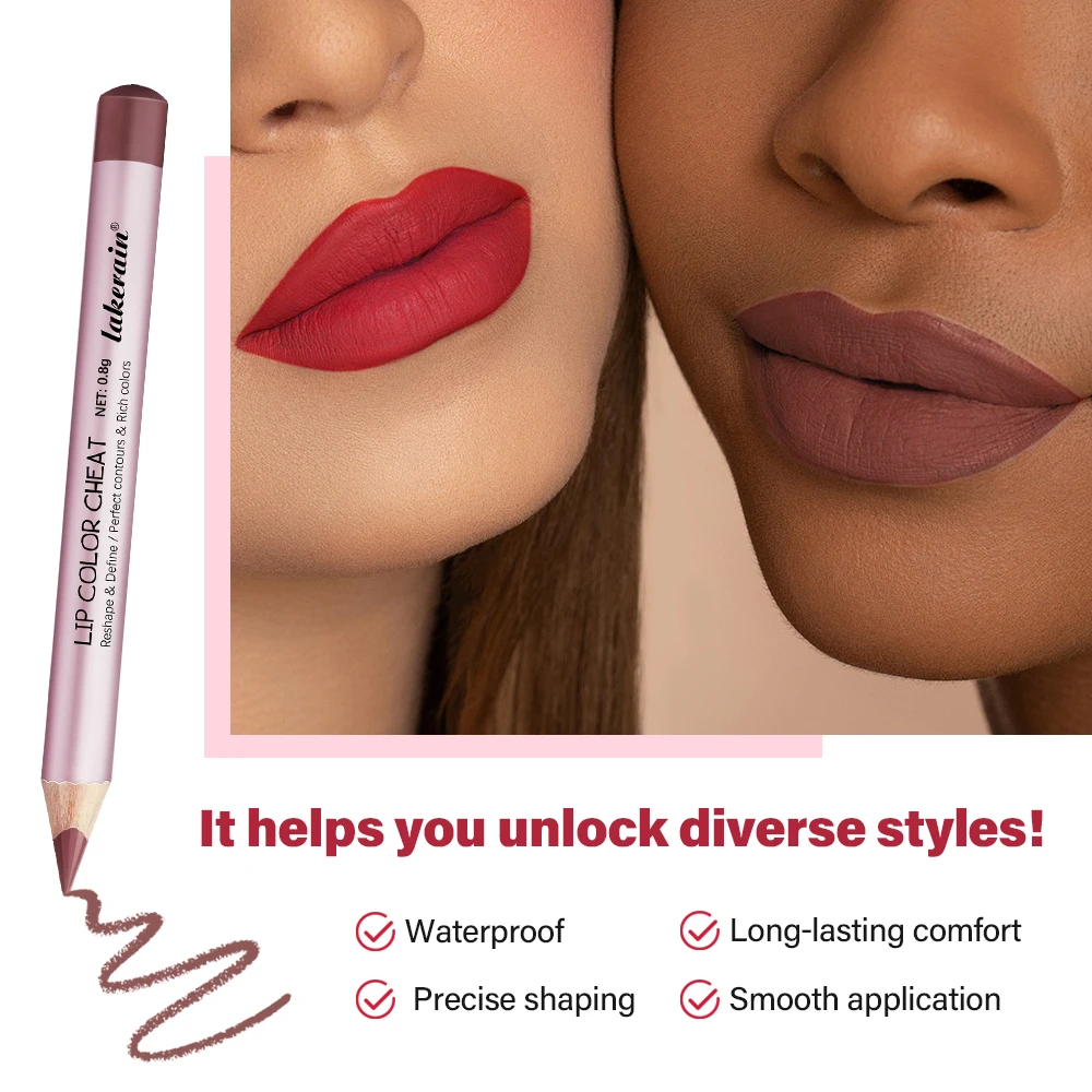 Matita per labbra opaca impermeabile Matita per contorno rosso Tinta Rossetto Tazza antiaderente a lunga durata Trucco labbra idratante 5 colori
