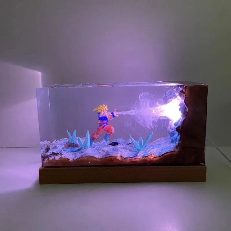 Figurine Dragon Ball Son Goku, 11cm, atmosphère de dessin animé lumineux, modèle créatif en résine, ornement de bureau, décorations, jouets pour enfants, cadeau