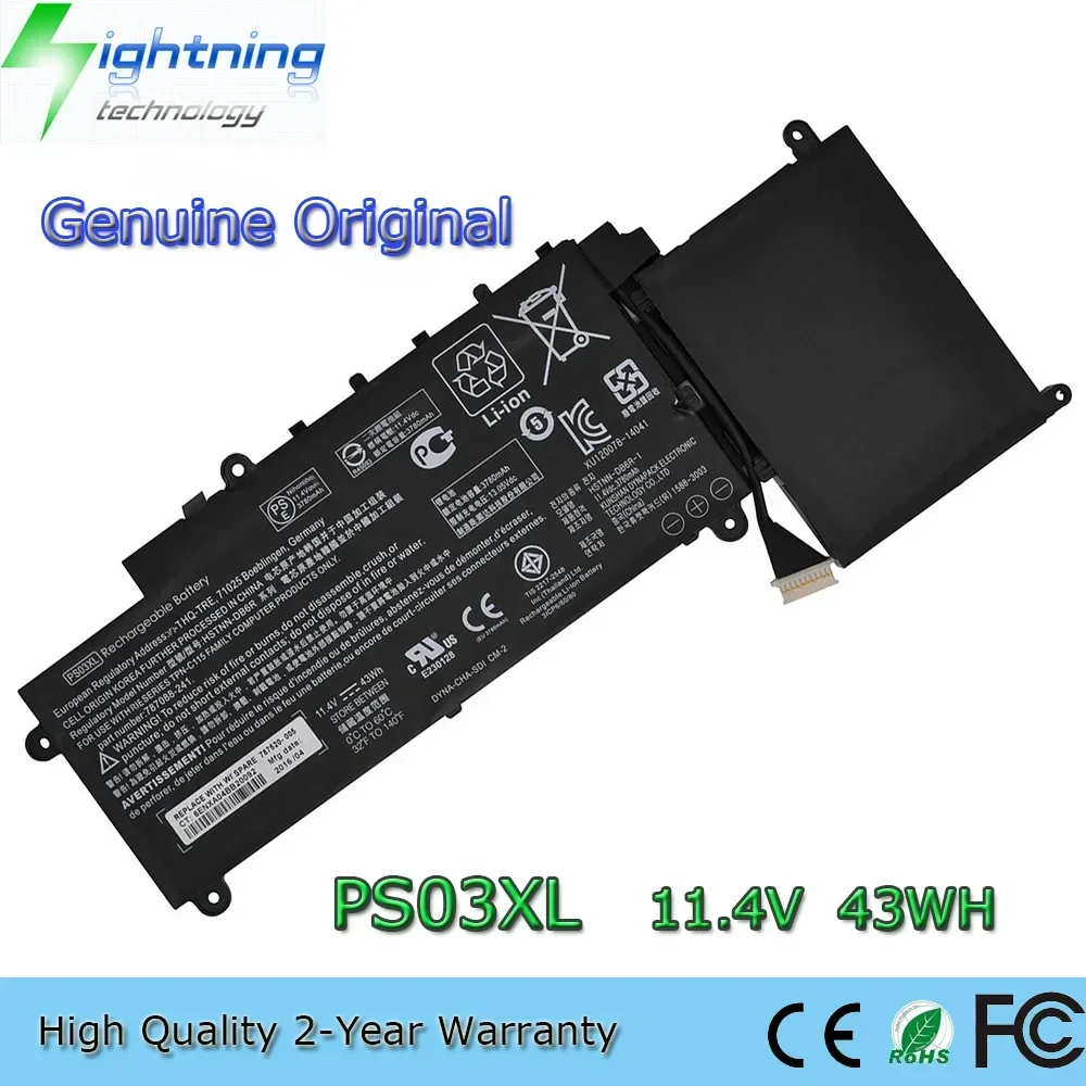 Brand New Original PS03XL 11.4V 43Wh Laptop Battery for HP Pavilion X360 Stream X360 11-P 11-P000 HSTNN-DB6R etc.