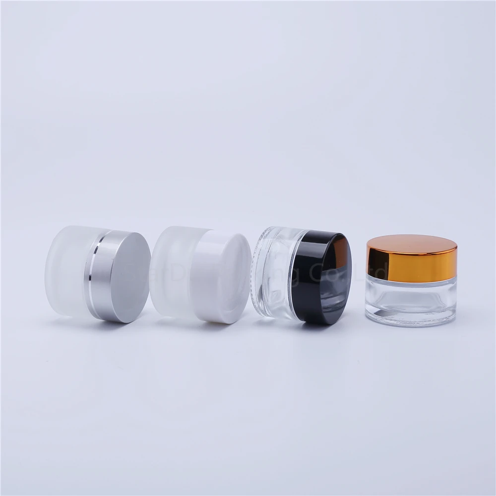 15g Glass Cream Jars Cosmetic Packaging With Lid Plastic Caps & Inner Liners Round Empty Small Glass Jars 6pcs