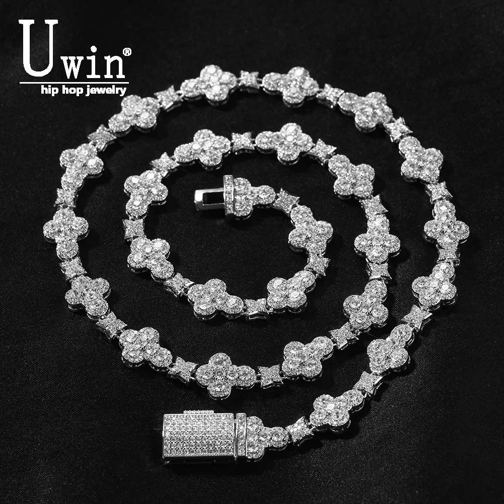 UWIN-Tennis JOWith Full Iced Out Star CZ Cubic Zunderes, Tour de cou luxueux, Bijoux Hip Hop, Mode