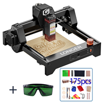 High Speed Laser Engraving Machine Engraver RAY5 Mini 2.5W + Protective Goggles + 175pcs Wood Leather Metal Materials DIY KIT