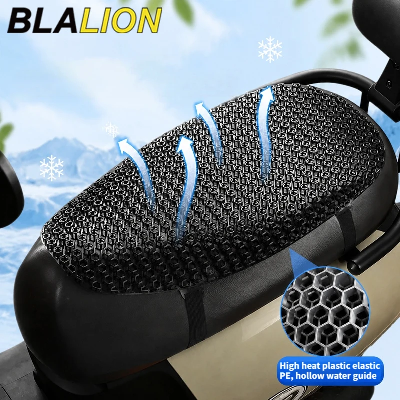 BLALION Summer Cool Motocycle Seat Cover Breathable Scooter Seat Covers Cushion with Two Straps for Motorcycle Seat Protection