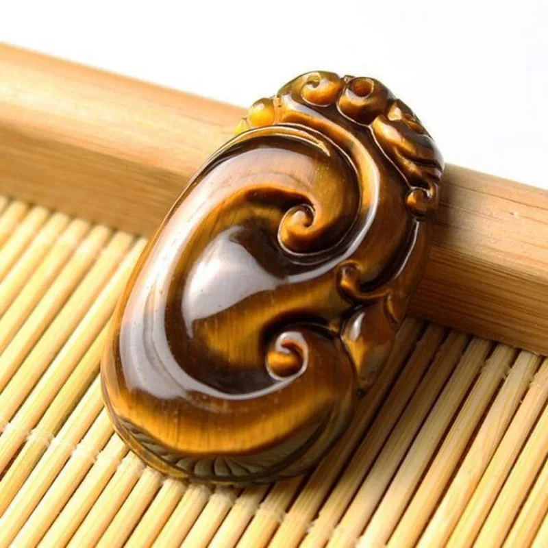 

Natural Tiger's Eye Stone Ruyi Pendant, Fashionable Temperament, Ethnic Style Necklace.