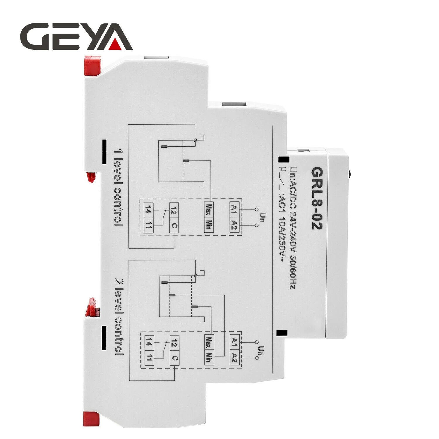 GEYA GRL8-02 Liquid Control Relay Level Control Relay 10A ACDC24V-240V Wide Range Voltage Water Pump Relay