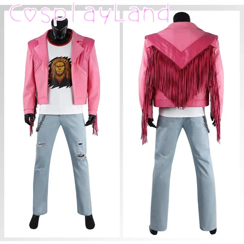 

Cleaner Garrett Garrison Cosplay Pink Leather Coat Vest Pants Outfit Costume Full Set Halloween Comic Con Role Play Men Suit