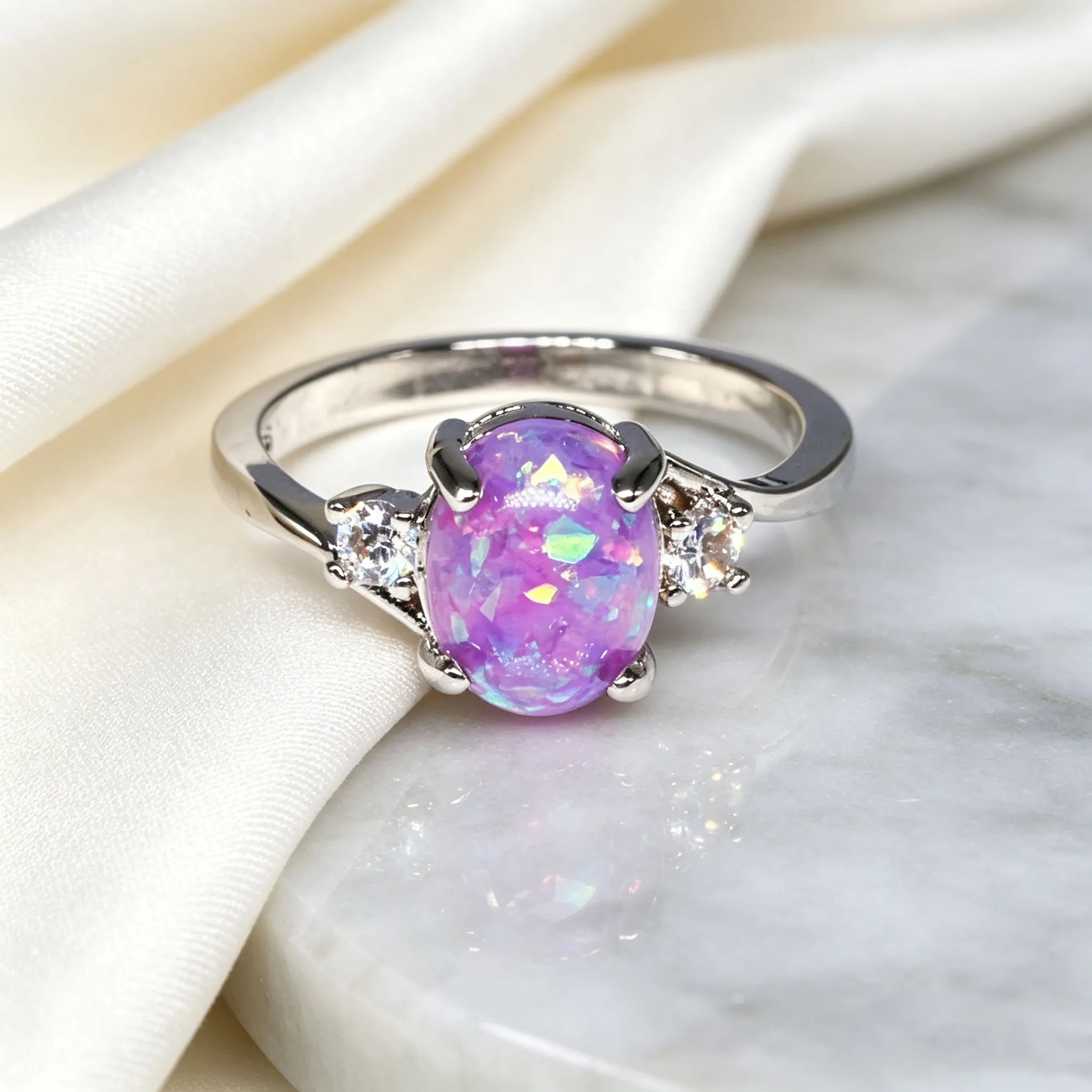 Fashionable 925 Sterling Silver Gemstone Couple Ring Set - Best-Selling Women's Hand Accessory