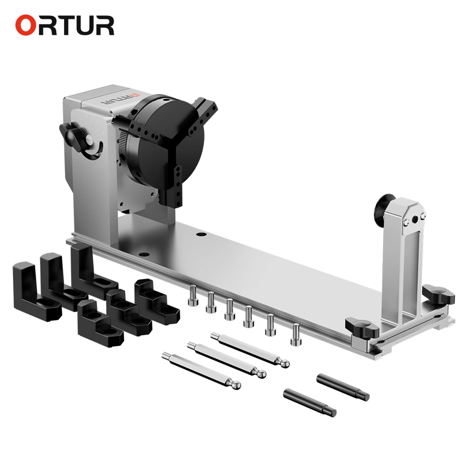 ORTUR (YRC1.0) CNC Laser Rotary Roller Laser Engraver Chuck 360 Rotating 180 Horizontal Flip Angle Base for Cylindrical Objects