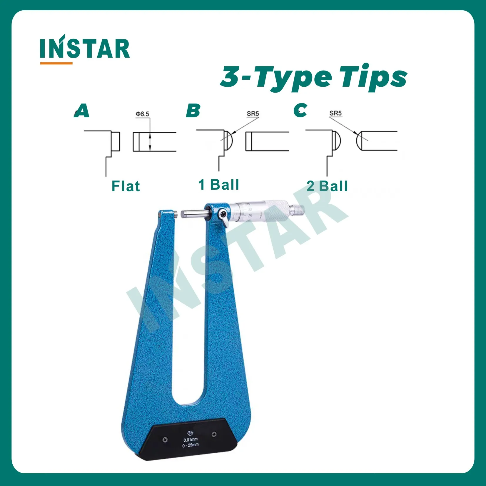 Deep Throat Micrometer 0-25mm 0.01mm Industrial Quality DIN Standard Outside Micrometer 25-50mm Caliper Gauge