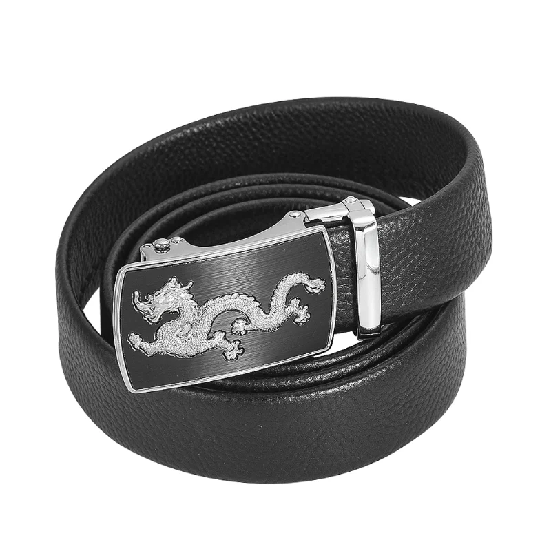 Animali mitici drago cinese geometria rettangolo fibbia automatica per cintura in metallo Punk Hip Hop chiusura a fascia accessori per Jeans da uomo