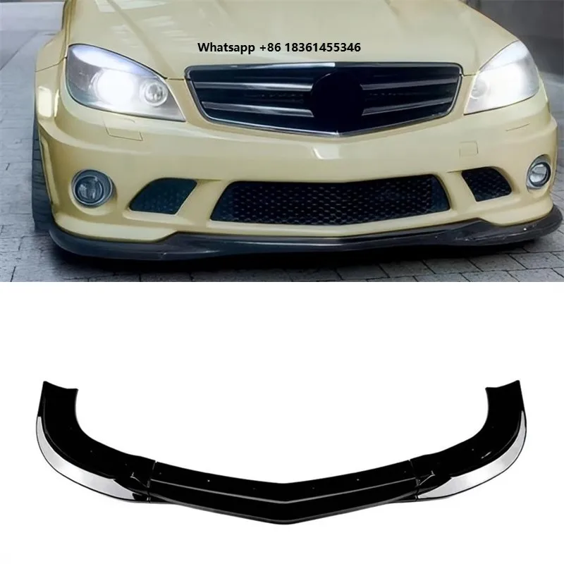 

For C Class C63 W204 2007-2010 High Quality ABS Bright Black Front Lip Front Bumper Lower Lip Under Spoiler Body Kit