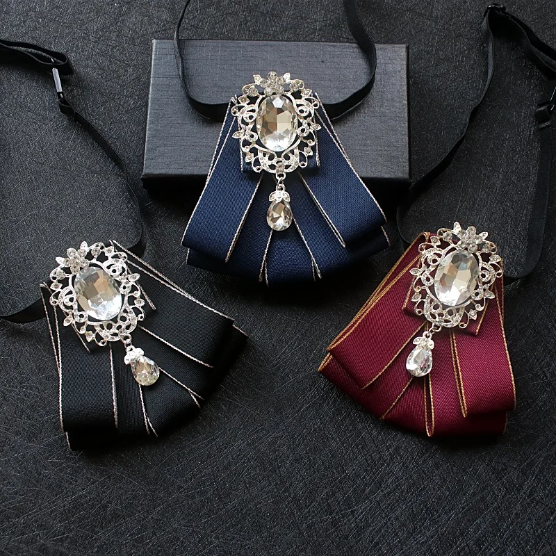 

Мужская ручная работа, новая ретро лента со стразами, галстук-бабочка, броши с бриллиантами, женская рубашка, винтажные свадебные деловые офисные галстуки с узором
