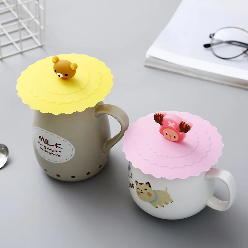 24 Colors 10cm Reusable Silicone Cup Cover Cute Seal Suction Cup Cover Dustproof Leakproof Tea Coffee Lids Cap Cup Accessories