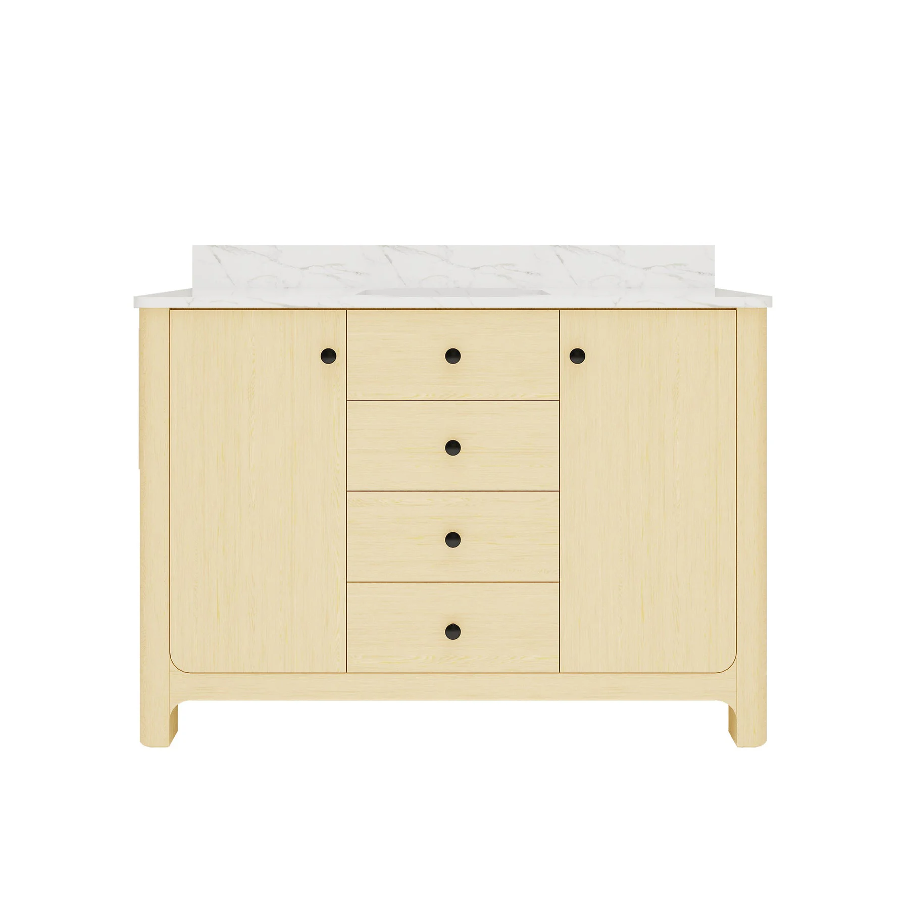 *US Local Stock Pre Assembled Classic Elegance Freestanding Single Vanity Cabinet with Curved Design