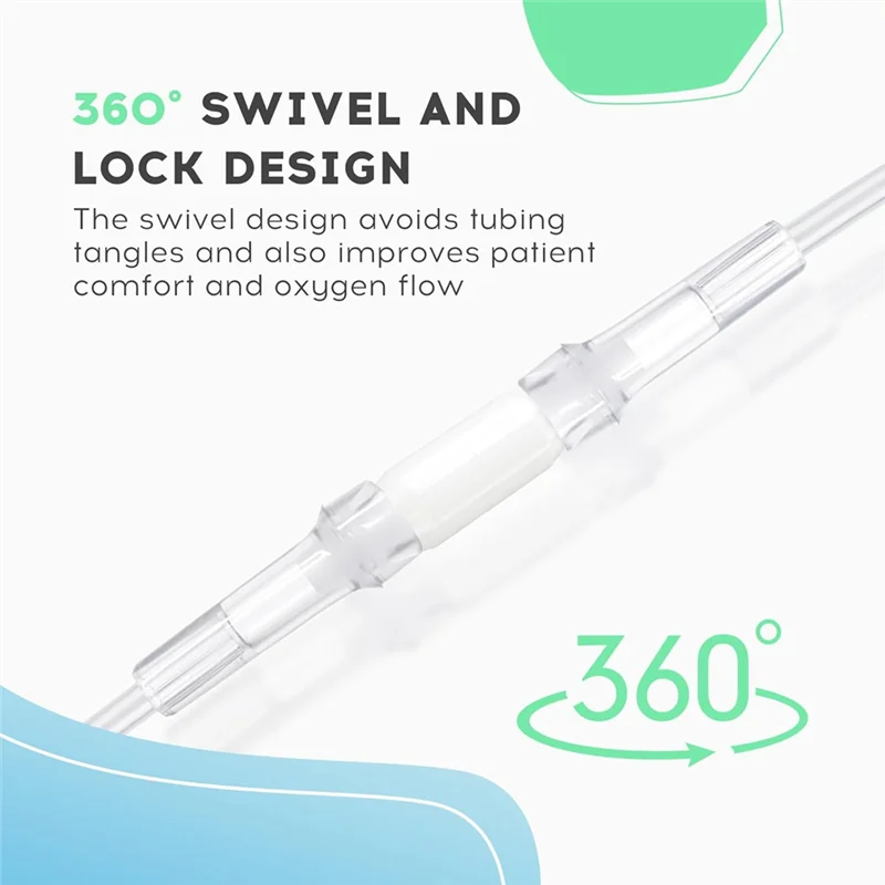 ABXF-Avoid Tangles 酸素チューブスイベルコネクタ、360度回転可能な酸素チューブコネクタ 10個