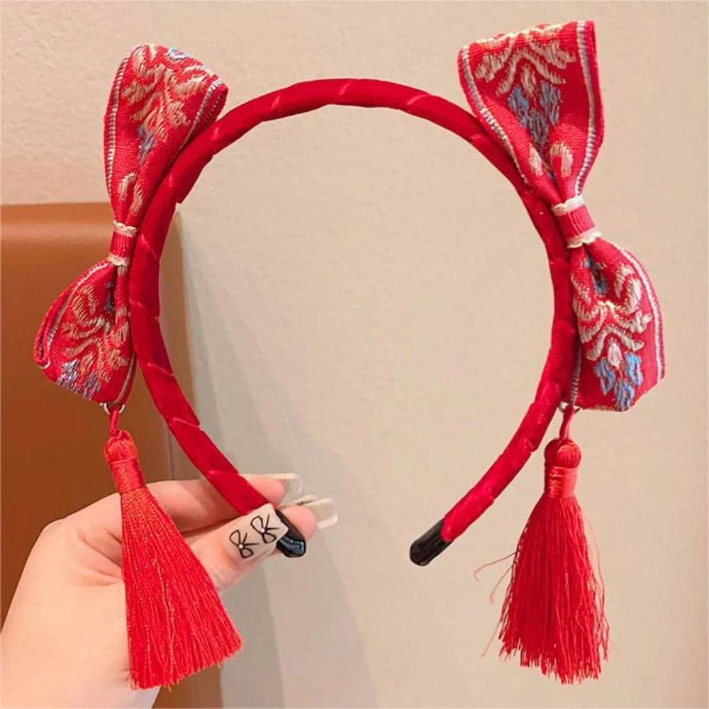 

Simple Fuwa Chinese New Year Headwear Ball Tang Suit Hair Hoop Children Headband Ancient Style Red Hairband Children