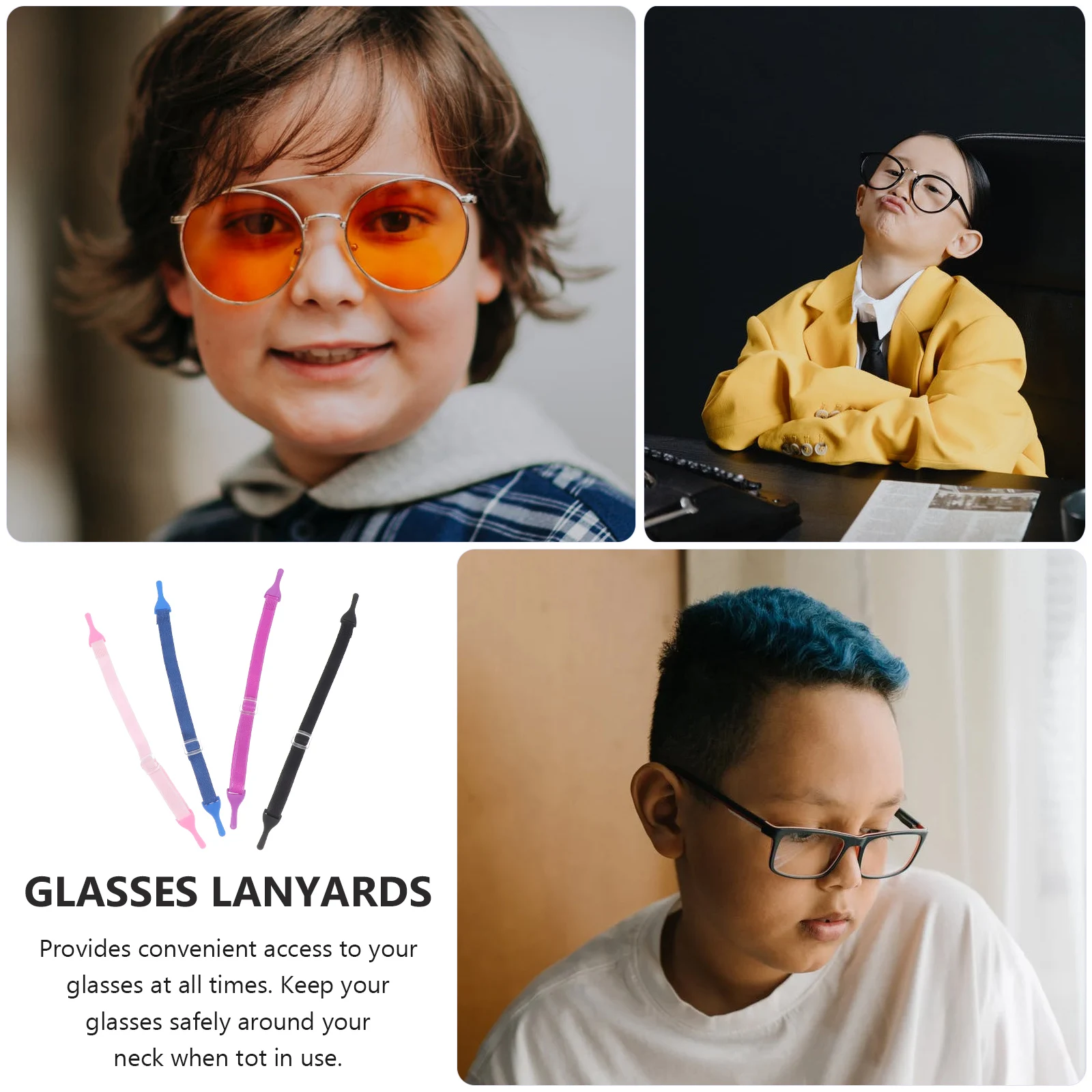 4 Pcs Glasses Rope Band Strap for Eyeglass Eyeglasses Lanyards Kids Elastic Cord Adjustable Hanging Ropes Girl Men Women