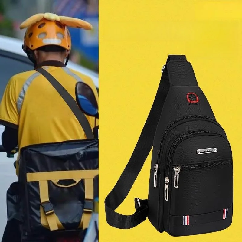 

Большая вместительная сумка-кроссбоди для мужчин, многослойная, с отверстием для наушников, в корейском стиле, молодежная сумка через плечо