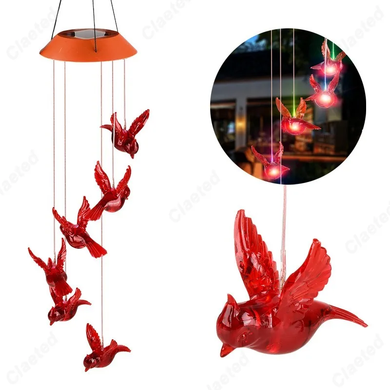 LED Solar Hummingbird Wind Chime Lamp Butterfly Lamp Courtyard Garden Landscape Decoration Atmosphere Lighting Fixture