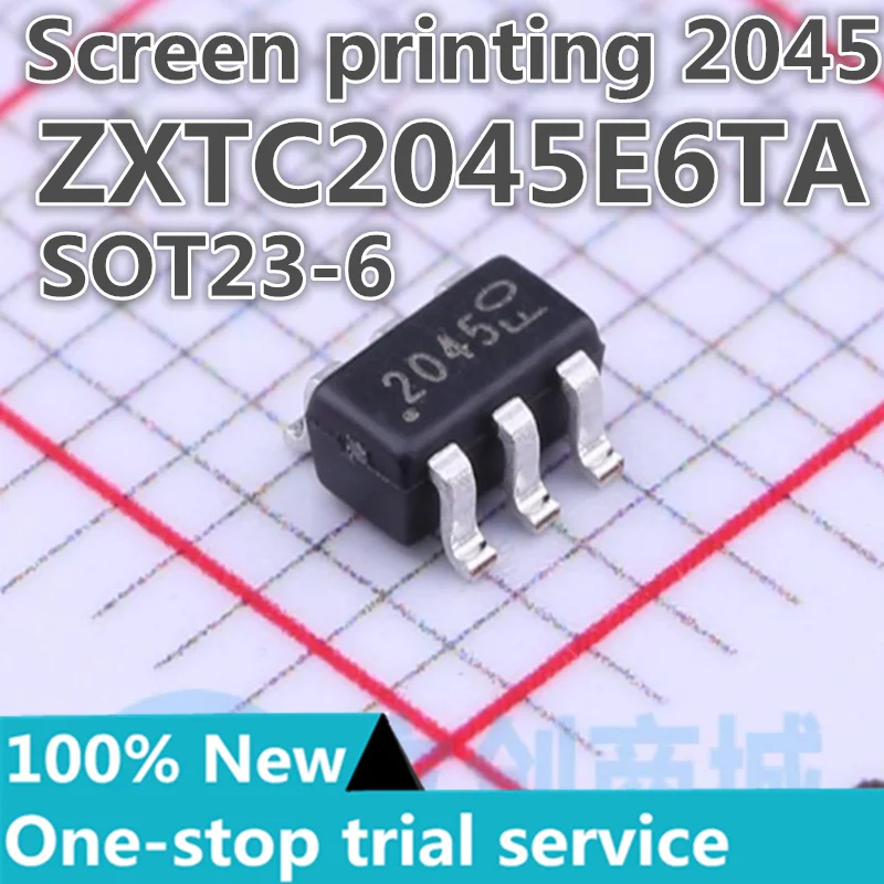 10-100pcs %New ZXTC2045E6 ZXTC2045E6TA screen printing 2045 SOT23-6 transistor (BJT) Voltage :30V Current :1.5A NPN+PNP