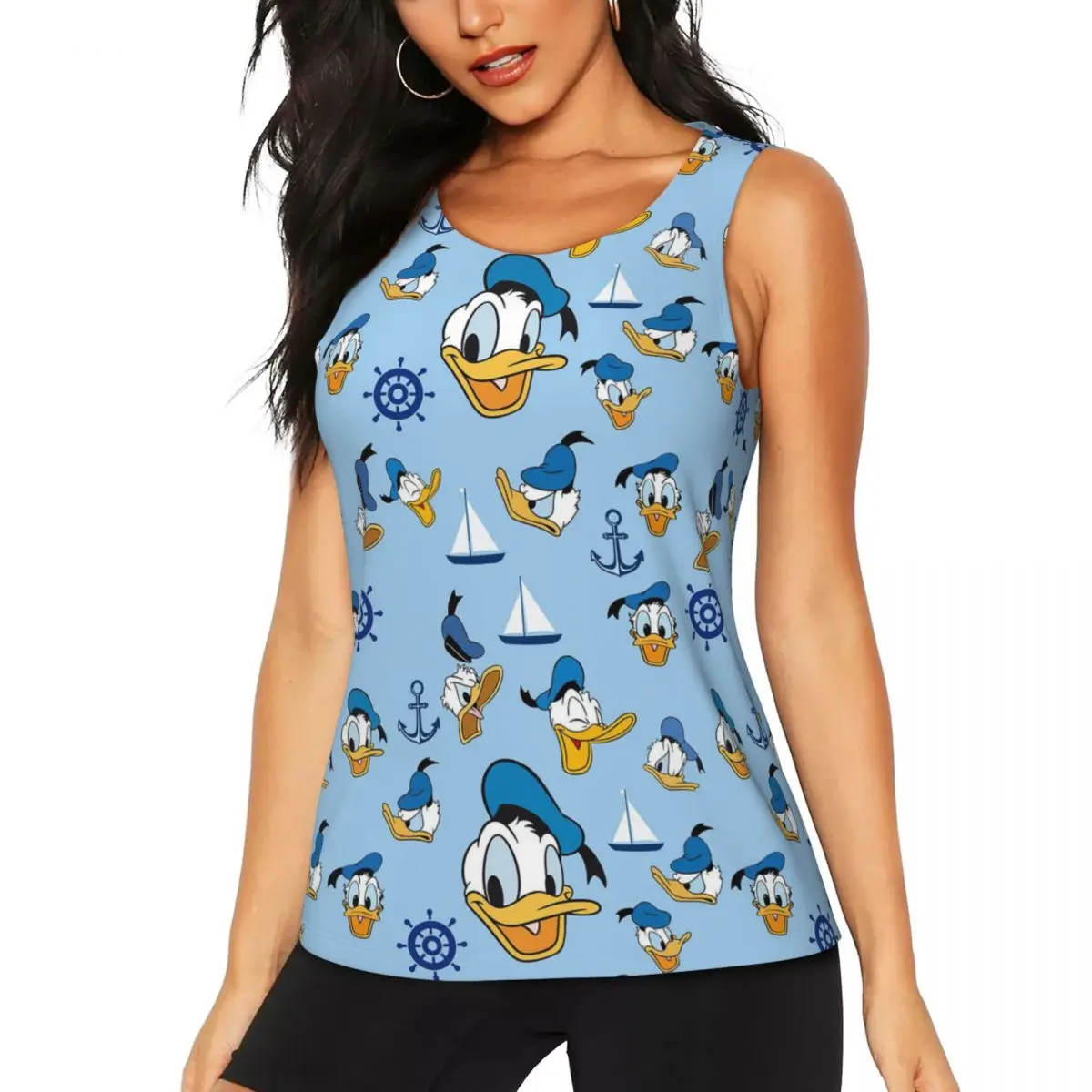 

Custom Donald Duck Animes Cartoon Workout Tank Tops Women Quick Dry Sleeveless Yoga Shirts