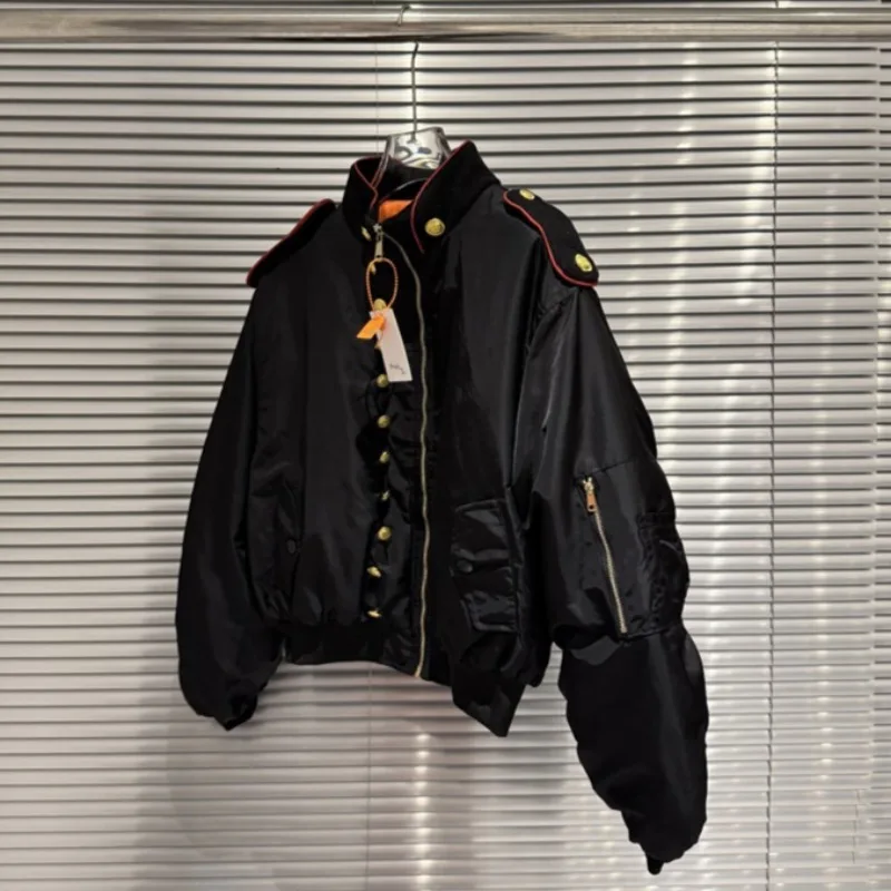 Oversized Winter Thickened Jackets Court Style Bomber Women Men Warm Zipper Outerwear Streetwear