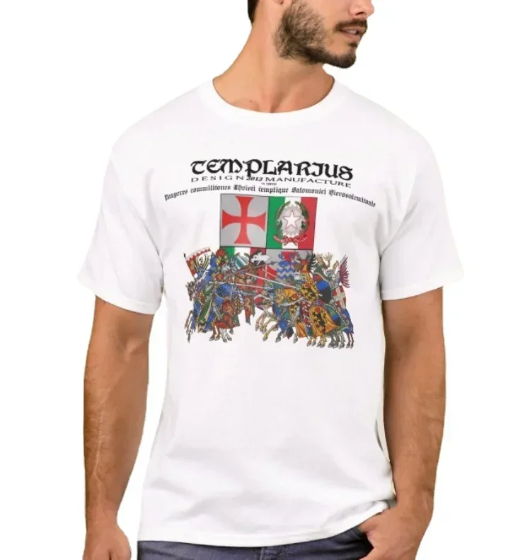 

Coats of Arms of The Italian Templar. Medieval Battle Scene T-Shirt. Summer Cotton Short Sleeve O-Neck Mens T Shirt New S-3XL