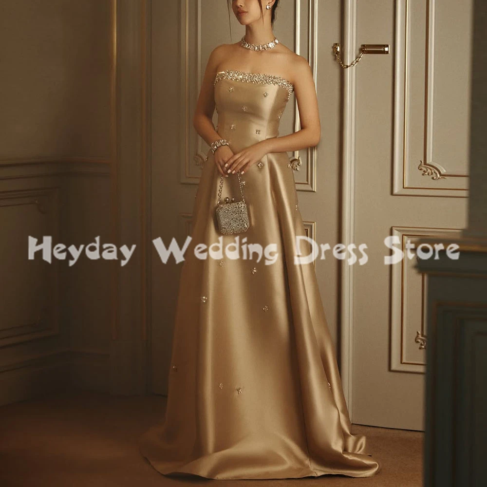 

Heyday Women's Strapless A Line Beaded Luxury Evening Dresses With Sleeveless Floor-Length Formal Elegant Party Dresses 2025