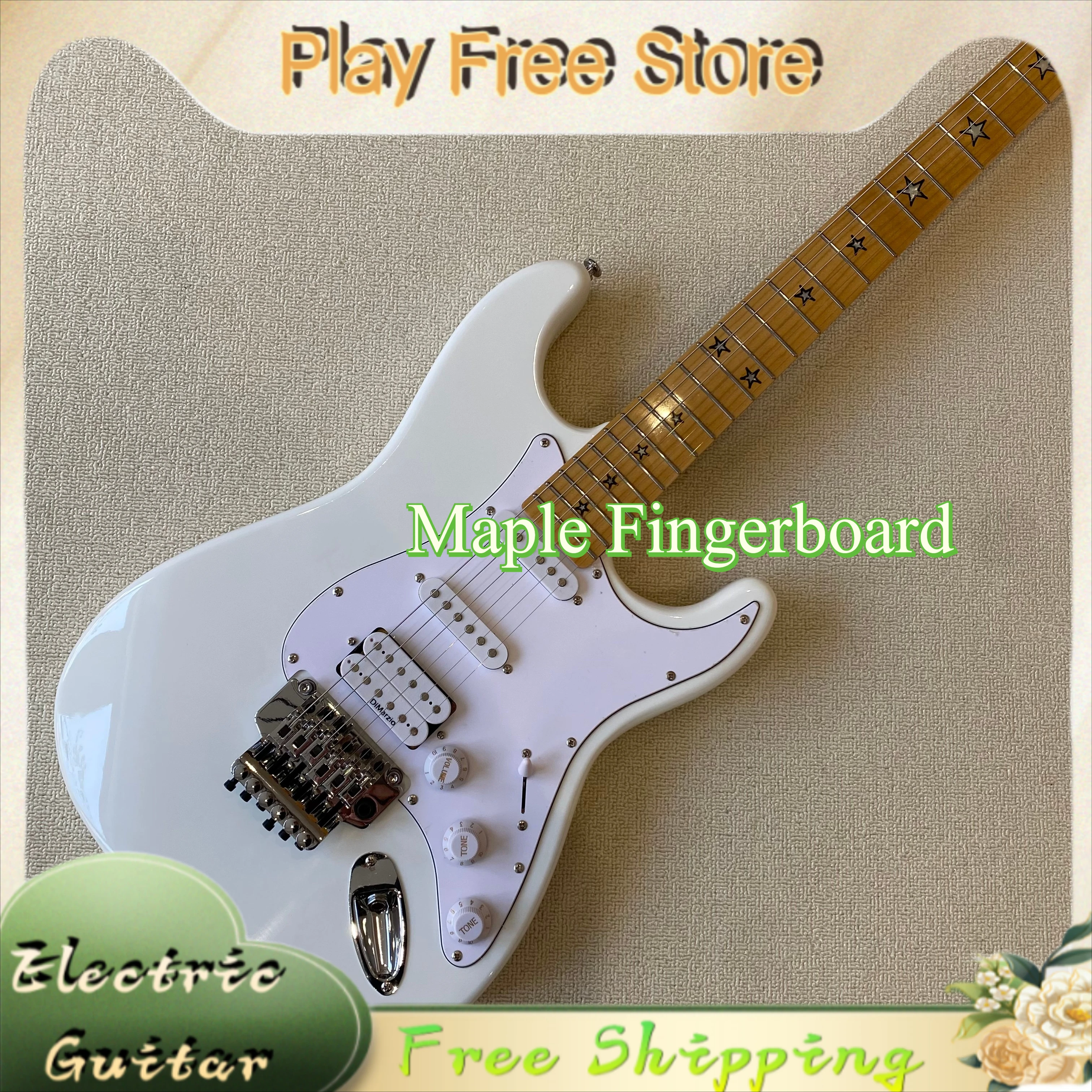 ST E-Gitarre Milchweiß Star Produktbeschreibung SSH Double Shake Ahorn-Griffbrett Massivholz-Korpus Kostenloser Versand