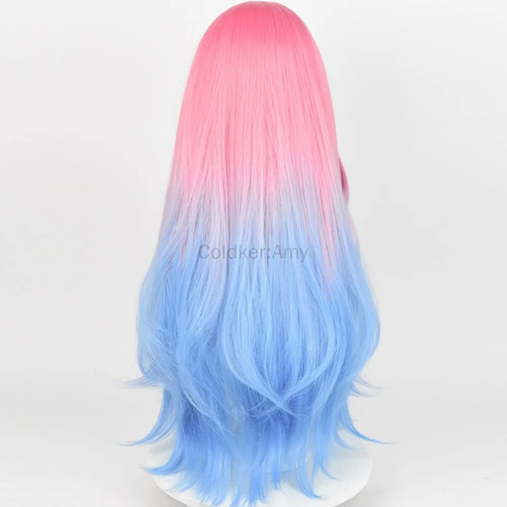 Mizi Cosplay perruque longue Anime rose bleu dégradé perruque 29 pouces cheveux synthétiques pour les femmes Halloween fête Cos accessoire