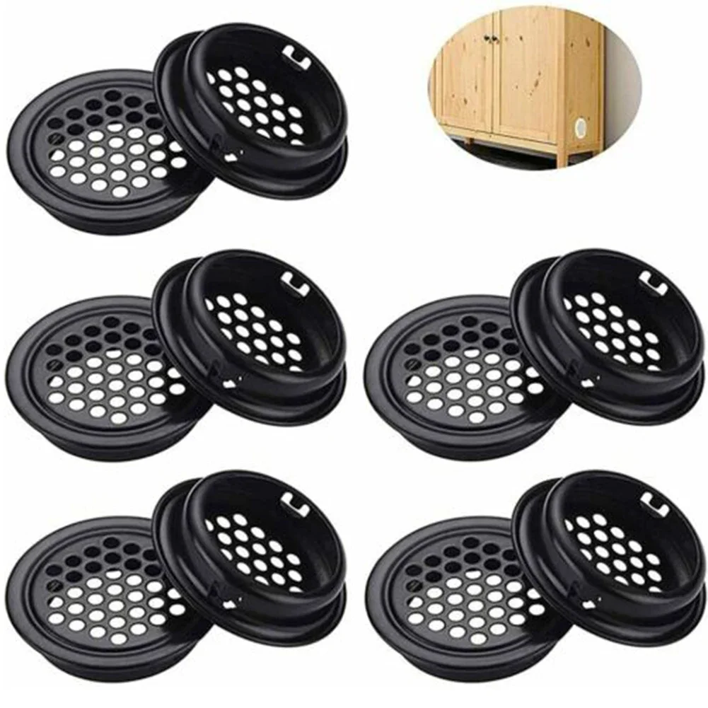 

10pcs Round Cabinet Air Duct Vent Dia.35mm Steel Louver Mesh Hole Plug Decoration Cover Wardrobe Grille Ventilation Systems