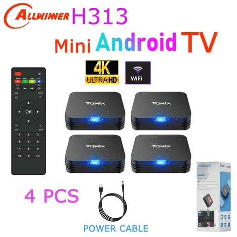 4PCS 2PCS 1PC TANIX TX1 Allwinner H313 Android 10.0 Quad Core 4K Video Mini Media Player 2.4G Wifi Smart TV Box