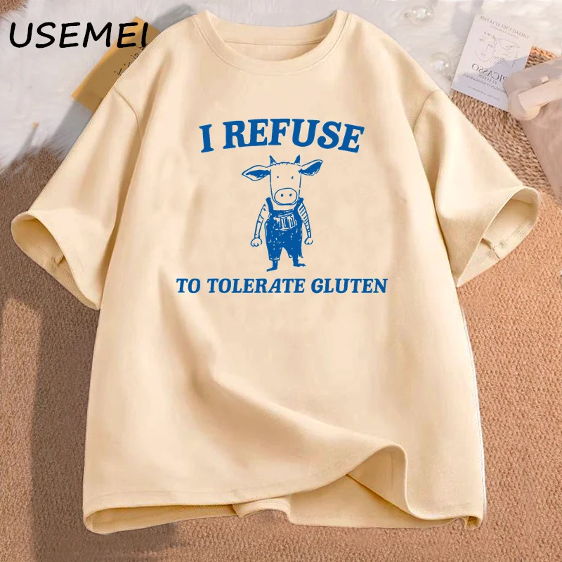 I Refuse To Tolerate Lactose t Shirt cotton Trash Panda t-Shirt oversize Men Clothing Printed T-shirts Vintage Sarcastic Clothes