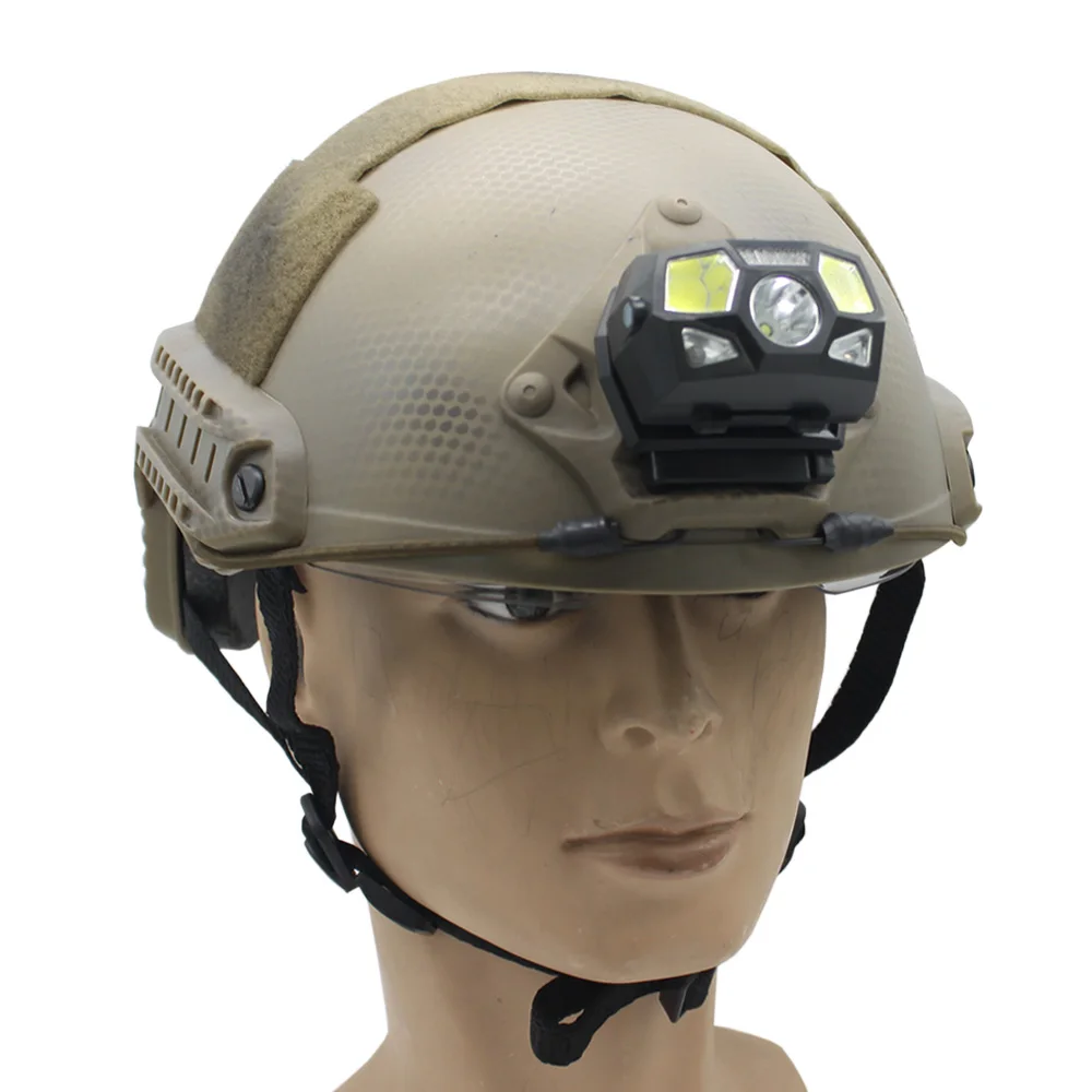 New Outdoor Tactical FAST MICH Helmet Light Induction Headlamp USB Charging Waterproof Signal Lamp Hunting Fishing HeadLight