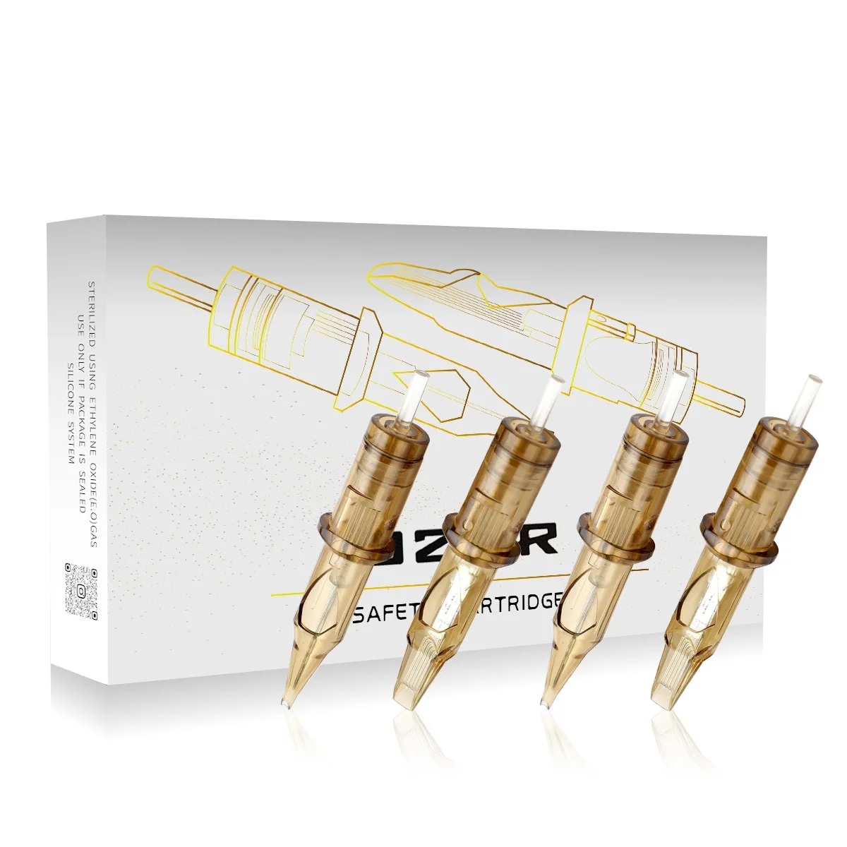 OZER-Agulhas de Tatuagem Cartucho Descartáveis, Esterilizados, Agulhas de Segurança para Máquinas Cartucho, RL, RS, RM, M1, 10 peças