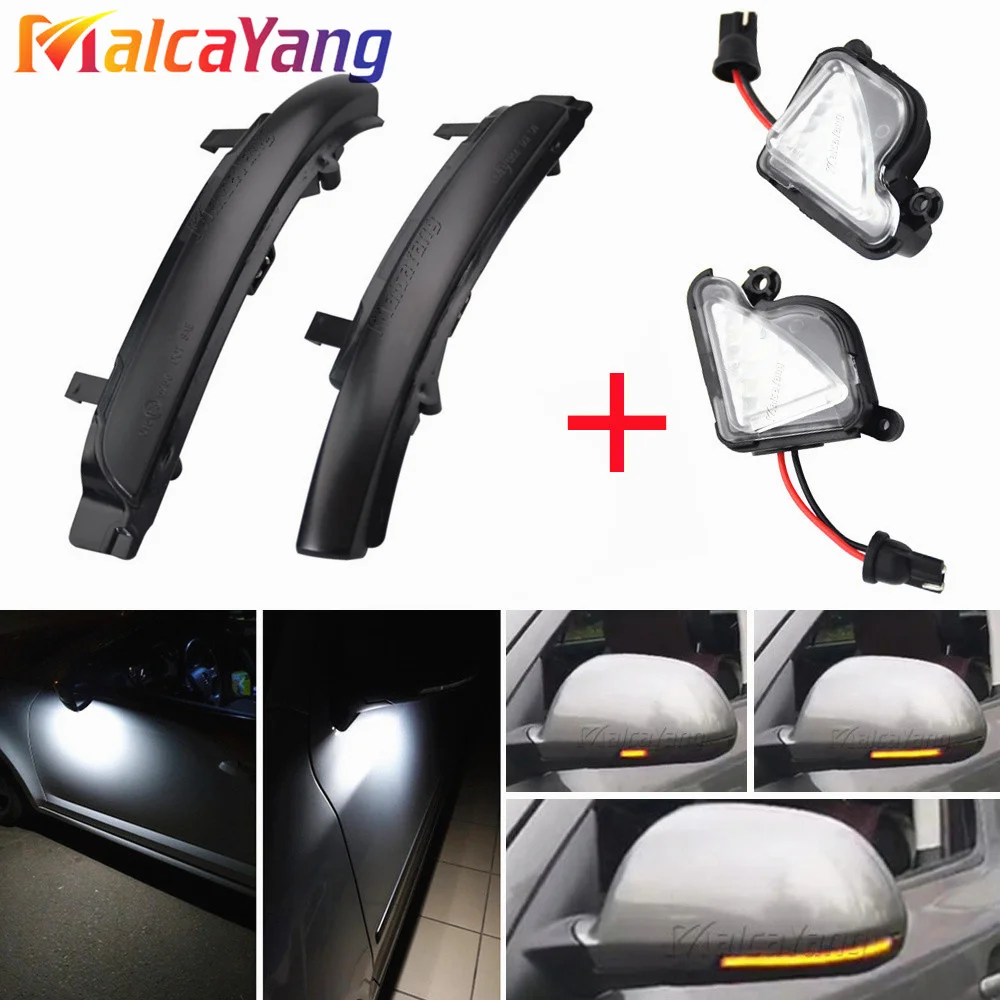 

Rearview Mirror Repeater Dynamic Blinker For Skoda Octavia MK2 A5 SuperB B6 3T White LED Under Mirror Light Puddle Lamp