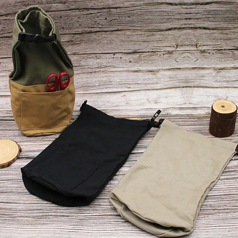 

Retro Style Oil Storage Bag Canvas Wear-Resistant Portable Pouch Buckle Design Outdoor Lamp Bag Lightweight Durable