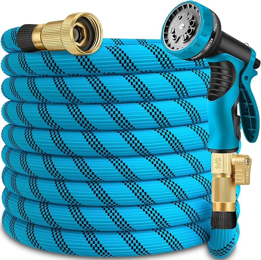 

100 ft Garden Hose-Heavy Duty Water Hoses, Kink-free, Flexible&Lightweight Car Washing Pipe with 3/4" Solid Brass Connectors, Ru