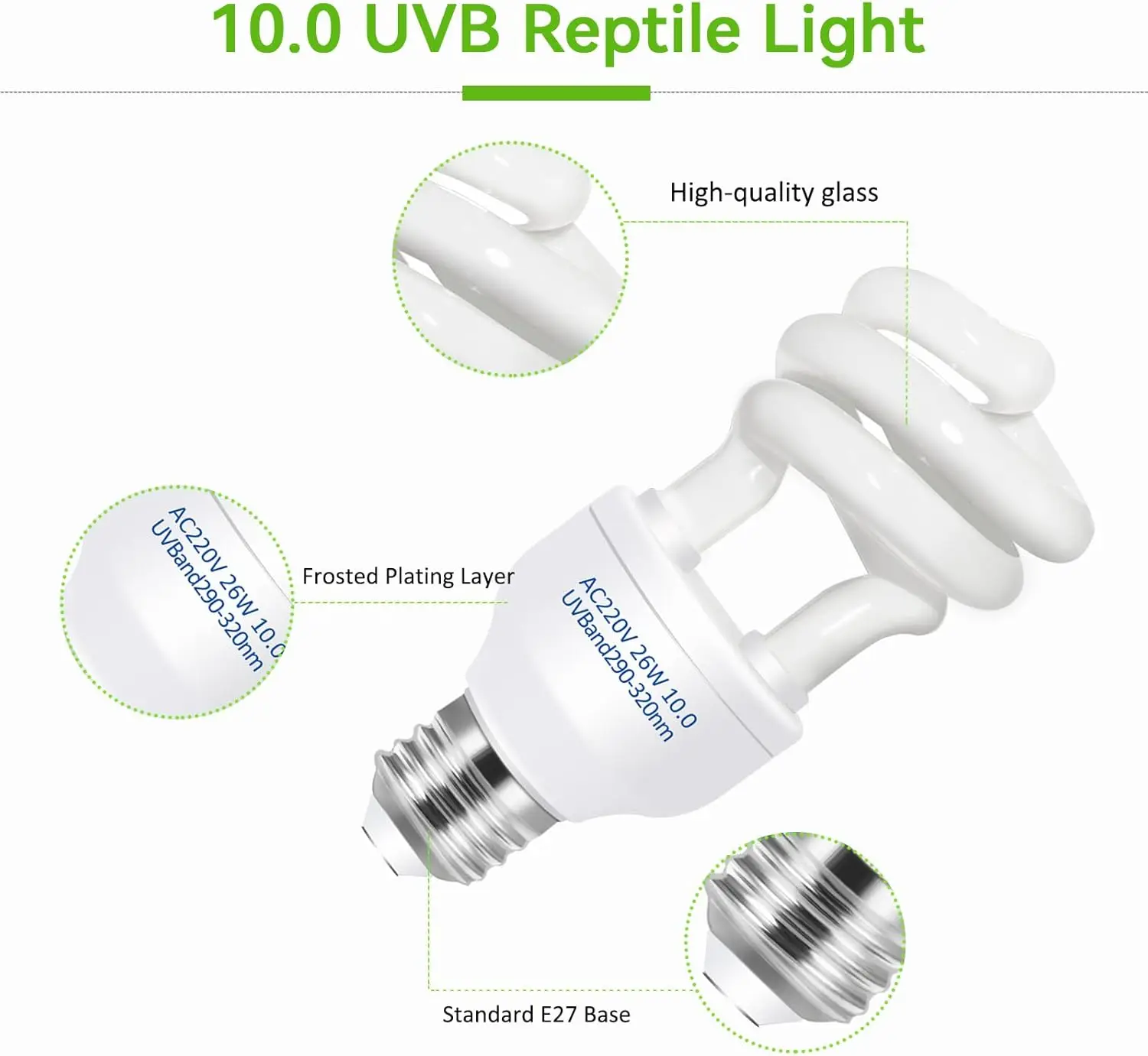 UVB 5.0 10.0 Reptile Heating Lamp 13W /26W UV Energy Saving Bulb Terrarium Basking Reptile Light Turtle Lizard Snake Lamps - view 5